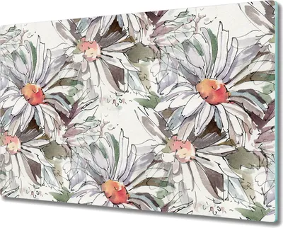 Produktbild von Glas Schneidebrett Herdabdeckplatten Schneideplatten - 80x52 cm - Kamillenblüten