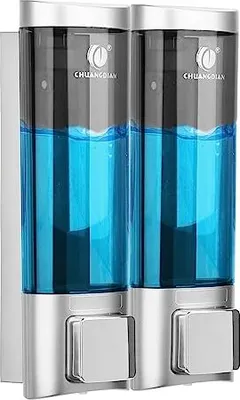 Produktbild von Seifenspender Wandmontage, kein Bohrer, Spender, manuelles Duschbohrgel, Shampoo, Desinfektionsmittel, Waschmittel (2 x 200 ml)