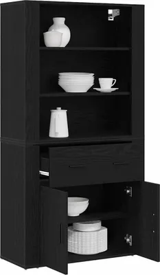 Immagine prodotto di vidaXL Credenza in rovere nero 80 x 33 x 150 cm Materiale a base di legno