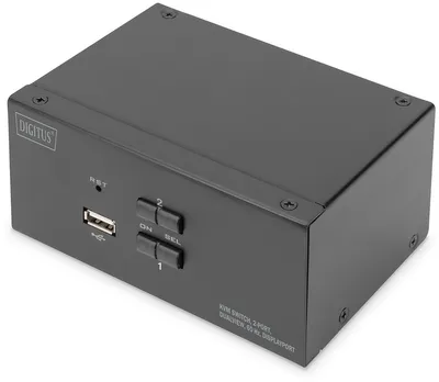 Produktbild von DIGITUS KVM Switch, 2-Port, 4K60Hz, 4xDP in,2xUSB-B,2xAudio