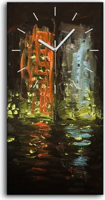 Produktbild von Dekor Leinwand Uhr Wandbilder Geräuschlos Kunstdruck 30x60 Nachtstadt Malerei - weiße Hände