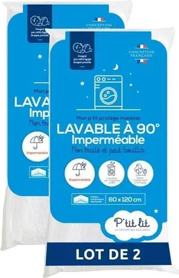 Produktbild von Babymatratzenschoner, 70x140 cm, Wasserdicht, Atmungsaktiv, Waschbar bis 90°C, 2er Pack
