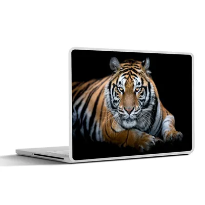 Produktbild von MuchoWow® Laptop Aufkleber Sticker Cover Porträt - Tiger - Schwarz 31x22.5 cm - Laptop-Deko