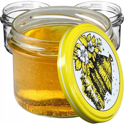 Produktbild von KADAX Einmachgläser mit Deckel "Tartu", Einmachgläser, 235ml, 100 Stück, Deckel mit Bienenmuster