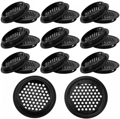 Zdjęcie produktu dla 20 sztuk, kratki wentylacyjne, okrągłe, stal nierdzewna, czarne, średnica 53 mm