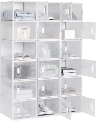 Image de Bolt Edge Boîte à chaussures PRO - 18 pièces - Transparent - Sneakerbox - Système de rangement