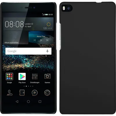 Produktbild von PhoneNatic Case kompatibel mit Huawei P8 - Hülle schwarz gummiert Hard-case + 2 Schutzfolien