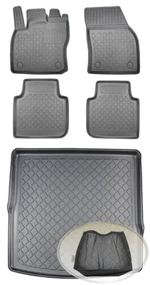 Produktbild von SET Kofferraumwanne Gummifußmatten für VW Volkswagen Tiguan Allspace Highline Steilheck Geländewagen SUV 5-türer 2017- 5Sitze 5Sitze, erhöhte Ladefläche, für Modelle mit Varioboden (mit variablem Ladeboden)