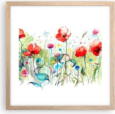 Produktbild von Gerahmtes Poster - Rahmen in heller Eiche - Blumen Wiese Blatt Natur - 40x40 cm - Wand Bild - Wanddeko - Wandbilder - Wandposter - Bilderrahmen - Bilder - Kunstdruck - Wandbild - P2NAC40x40-3076