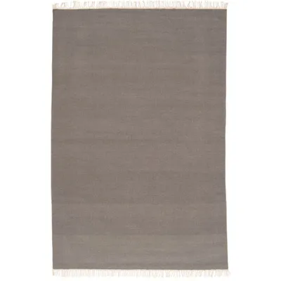 Produktbild von Wolle Natur Teppich Kelim Einfarbig mit Fransen, Größe:200x290 cm, Farbe:Anthrazit