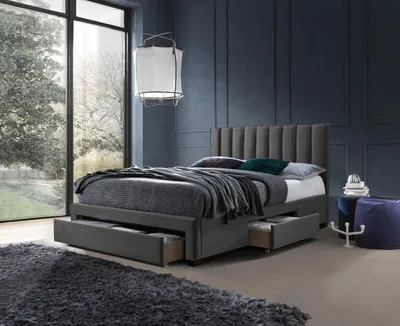 Obrázek produktu pro MOB, Manželská postel 160 cm - Glen 160 (šedá) (s roštem a úložným prostorem)