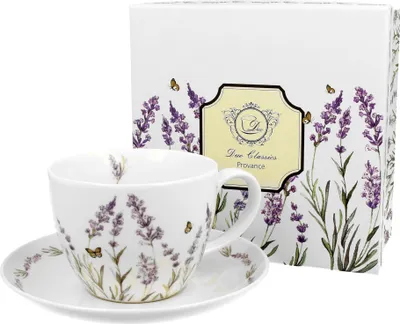 Produktbild von DUO FLORAL Jumbobecher 470 ml PROVANCE mit Untertasse, New Bone China Porzellan
