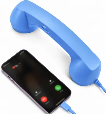 Produktbild von Retro-Telefonhörer Typ-C Kabelgebundenes Telefon mit Handhörer, Mikrofon und Lautsprecher, Lautstärkeregelung für Handy Tablets Laptops usw. blau