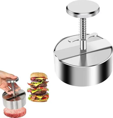 Obrázek produktu pro Kulatá forma na hamburgery z nerezové oceli, stříbrná, na grilování