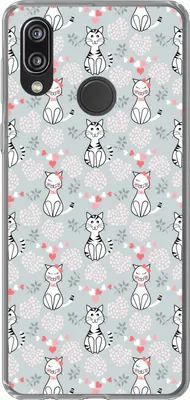 Produktbild von MuchoWow® Handyhülle Schutzhülle Hülle für Telefoonhoesje Huawei P20 Lite (2020) Muster - Katze - Herz - Mädchen - Kinder - Mädchen Silikon Softcase Handy Hülle - Kartenhalter