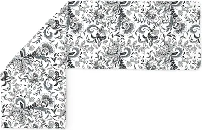 A floral patterned fabric cover is shown laid out on a white background, with one section bent at a right angle.