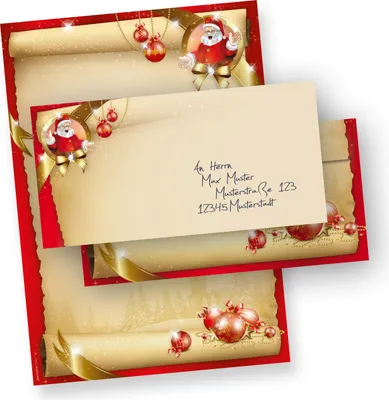 Produktbild von Briefpapier Weihnachten Set Santa Claus (500 Sets ohne Fenster) DIN A4 Weihnachtsbriefpapier mit Umschläge