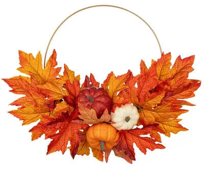 Herbstblumenkranz aus Kunststoff, Ø 28 cm, für Tür und Wand