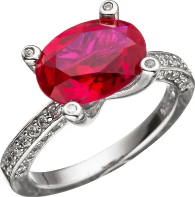 Produktbild von Ring Damenring Zirkonia rot oval geschliffen 925 Silber Fingerring Silberring Innenumfang 50mm  Ø15.9mm