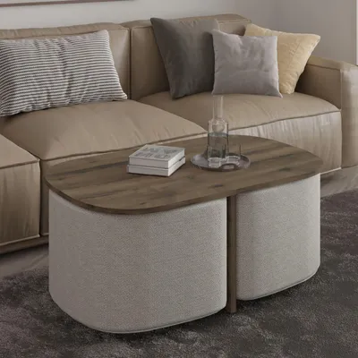 Produktbild von Skye Decor, Hochwertiges Kaffeetisch-Set (3 Teile), Antikes Walnuss, 90 x 42,9 x 45 cm | 100% melaminbeschichtete Spanplatte, 18 mm dick | Elegantes Design für modernes Wohnen.