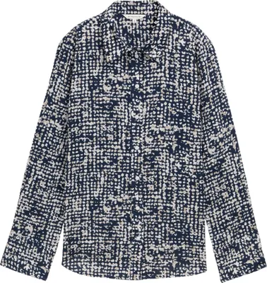 Produktbild von Tom Tailor Gemusterte Hemdbluse mit Seitenschlitzen und Faltendetail am Rücken