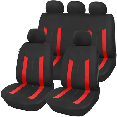Productafbeelding van Universele autostoelhoeden set, zwart en rood, met split achterbank