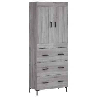 Image de Highboard Gris Sonoma 69,5x34x180 cm Matériau dérivé du bois