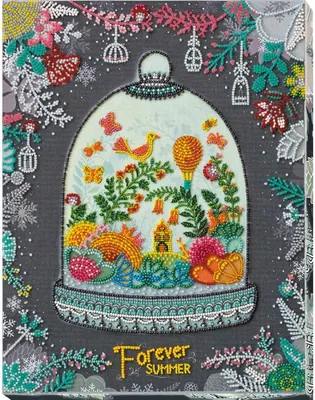 Immagine prodotto di Abris, kit per ricamo con perline stampate "Forever summer", 32x25 cm, fai da te