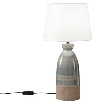 Image de NAVAJO lampe de table en céramique gris tourterelle avec abat-jour en tissu 49 cm.