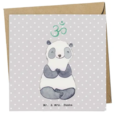 Produktbild von Mr. & Mrs. Panda Grußkarte Panda Meditieren - Grau Pastell - Geschenk, Meditationskurs, Klappkarte, Meditation, anlasskarte, Glückwunschkarte, doppelkarte, faltkarte