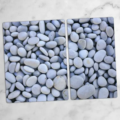 Produktbild von Glas-Herdabdeckplatten Glaskeramikkochfeld-Abdeckung Spritzschutz Schneidebrett Zweiteilige Glas 70x52 cm Steine