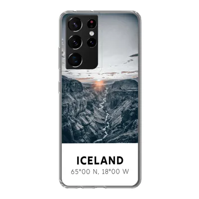 Produktbild von MuchoWow® Handyhülle Schutzhülle Hülle für Samsung Galaxy S21 Ultra Island - Sonne - Berge Silikon Softcase Handy Hülle - Mobiltelefon