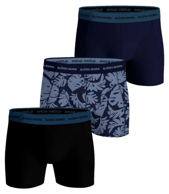 Productafbeelding van Björn Borg - Heren - Boxershorts van katoen-elastaan, 3-pack - Blauw/Multicolor/Zwart - Maat M
