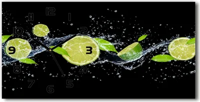 Produktbild von Wanduhr aus Glas – 60x30 cm - Glasbild - Glasuhr - Gehärtetes Glas - schwarze-zeiger - Limes und Wasser
