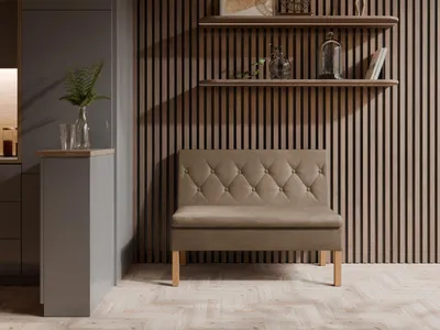 Produktbild von JKG Meble Essbank für Küche - Sitzbank Esszimmer mit Aufbewahrungsbehälter - Esszimmerbank Küche - Velours - Küchensofa - Braun - 100cm