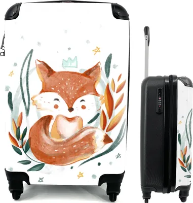 Produktbild von MuchoWow® Koffer Handgepäck Trolley Rollkoffer Kleine Reisekoffer mit 4 Rollen - Illustration eines Babyfuchses - Cabin Size < 55x40x23 cm & 55x40x20 cm - Kinderkoffer - Kabinenkoffer - Boardgepäck - Reise-Box - Reisekoffer - Reisegepäck - Koffer mit Bild - Trolley für Kinder
