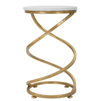 Immagine prodotto di Tavolino Mauro Ferretti in marmo spirale Ø 27,5x47,5 cm bianco oro