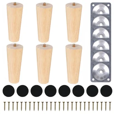Obrázok produktu pre Sada 6 drevených nožičiek na nábytok, priemer 10 cm