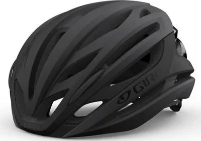 A black Giro Syntax 12 adult cycling helmet shown from a 3/4 angle on a white background.