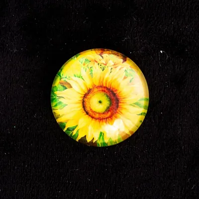 Produktbild von Glas Kühlschrankmagnet Sonnenblume - Runder Deko Magnet 3,5cm - Starkes Design
