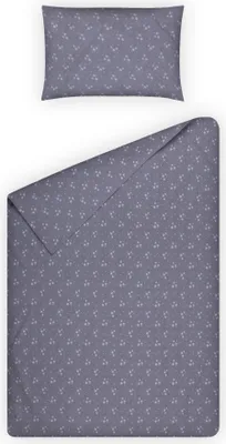Produktbild von Kinder Bettwäsche 100x135/40x60cm 2-teilig Sterne Dunkelgrau – Baumwolle Renforce, mit Reißverschluss, atmungsaktiv, hautfreundlich, Babybettwäscheset