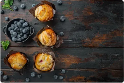 Produktbild von Küchenmatte 150x225 cm Vinylmatte Bodenmatte Dekoration - Blaubeeren Muffin