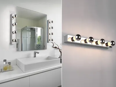 Produktbild von LED Badezimmer Wandleuchte Chrom 55cm Spiegelleuchten seitlich für Bad, Gäste WC