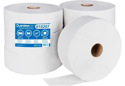 Image de Papier hygiénique Primasoft Jumbo, 2 plis, recyclé, 28 cm, 257 m, blanc, 6 pièc