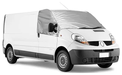 Image de Cache-vent pour pare-brise, couleur argent, pour Renault Trafic de 2001 à 2014, protège du soleil, effet occultant, protection UV