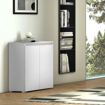 Produktbild von Vielseitiges Sideboard für Wohnzimmer, Küche oder Flur, 3 Ablagen, weiß