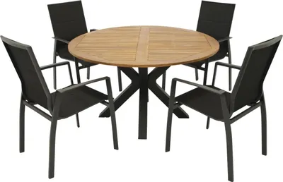 Produktbild von Garnitur schwarz 5-teilig Aluminium Akazie