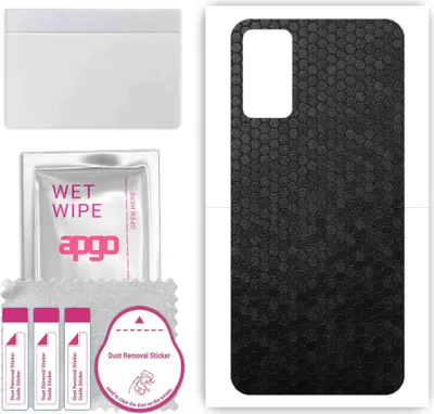 Produktbild von apgo Rückseite Schutzfolie, Skin, kompatibel mit ZTE 1021L, Hinten Displayschutzfolie aus Vinylfolie, kratzfest, einfache Montage - Schwarze Honigwabe