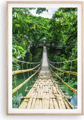 Produktbild von Gerahmtes Poster - Rahmen in heller Eiche - Gehweg Baum Holz Steg - 61x91,5 cm - Wand Bild - Wanddeko - Wandbilder - Wandposter - Bilderrahmen - Bilder - Kunstdruck - Wandbild - P2NPA61x91-3185
