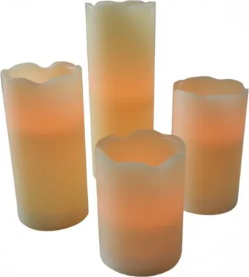 Image de Bougies de cire LED Set de 4 bougies avec lumière vacillante Set de bougies de cire Bougie à tige